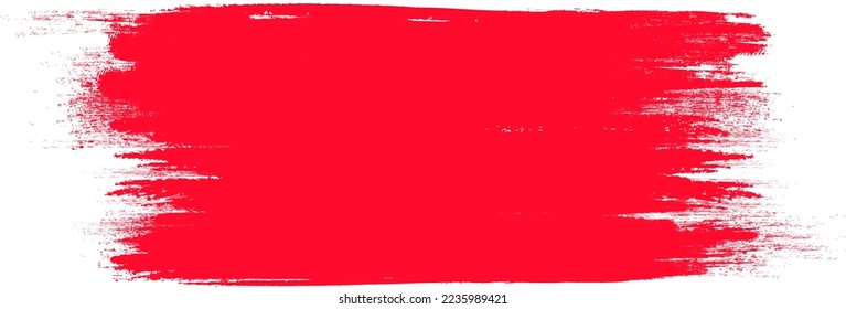 Red brush stroke isolated on background. Paint brush stroke vector for red ink paint, grunge design element, dirt banner, watercolor design, dirty texture. Trendy brush stroke, vector illustration