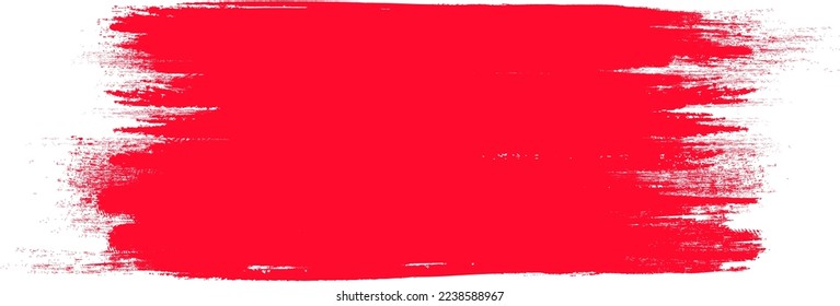 Icono de pincel rojo aislado en el fondo. Vector de trazo de pincel de pintura roja, elemento de diseño de grunge, banner de suciedad, diseño de acuarela, textura sucia. Icono de pincel de moda, ilustración vectorial