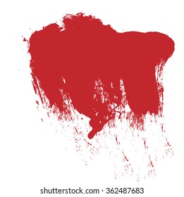 red brush stroke isolated on white background and texture, illustration design element