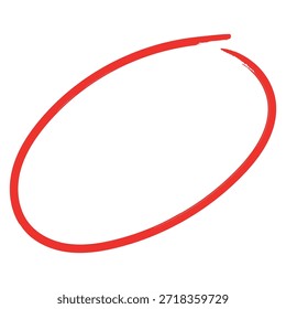 Círculo de destaque do marcador de traçado com pincel vermelho, elemento marca-texto