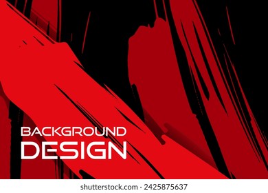 Trazo de pincel rojo sobre fondo negro. Estilo japonés. Ilustración vectorial de manchas de onda grunge. Ilustración de pinceles vectoriales.