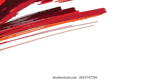 Red brush stroke on isolated background. Line, box, brushes, grunge, paint, page, border. Vector brush stock illustrator.