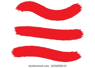 Trazo de pincel rojo sobre fondo transparente. Pintura de trazo. Pinceladas rojas pintadas a mano de Grunge. Pinceles Grunge. Pincel de logotipo pintado de fondo de acuarela. Ilustración vectorial. 