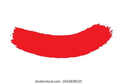 Red brush stroke on transparent background. Paint Stroke. Grunge Hand Painted Red Brush Strokes. Grunge Brushes. Logo brush painted watercolor background. Vector illustration. 
