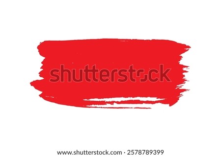 Red brush stroke on transparent background. Paint Stroke. Grunge Hand Painted Red Brush Strokes. Grunge Brushes. Dirty Artistic Design. Vector illustration