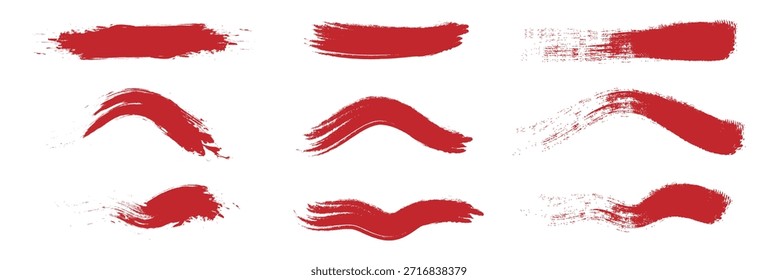 RED Brush stroke paint boxes on white background - stock vector. Black set paint ink brush  strokes brushes lines frames box grungy. eps 10  