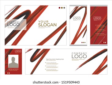 Red brush stroke paint on white background, Corporate identity layout template design for company event. Use for report, marketing, advertising, brochure, modern style.