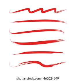 red brush stroke set