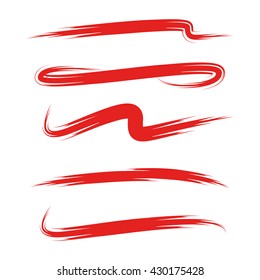 red brush stroke set, grunge brush line set