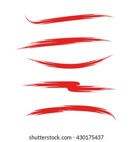 Red Brush Stroke Set, Grunge Brush Line Set