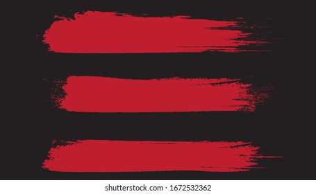 roter Pinselstrich einzeln auf weißem Hintergrund. Trendy Pinselstrich für grüne Farbfarbe, Grunge Hintergrund, Schmutzbanner, Aquarell-Design und schmutzige Textur. Vektorillustration mit Pinselstrich