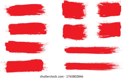 Red Brush Stroke Set Isolated On Stock Vector (Royalty Free) 1765802846 ...