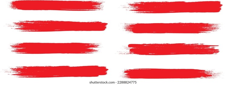 El trazo de pincel rojo se ha aislado en el fondo. Vector de trazo de pincel para pintura de tinta, elemento de diseño de grunge, banner de suciedad, diseño de acuarela, textura sucia. Icono de pincel de moda, ilustración vectorial
