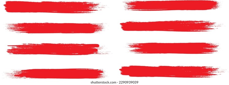 El trazo de pincel rojo se ha aislado en el fondo. Vector de trazo de pincel para pintura de tinta, elemento de diseño de grunge, banner de suciedad, diseño de acuarela, textura sucia. Icono de pincel de moda, ilustración vectorial