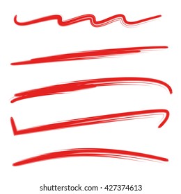 red brush stroke set, underline