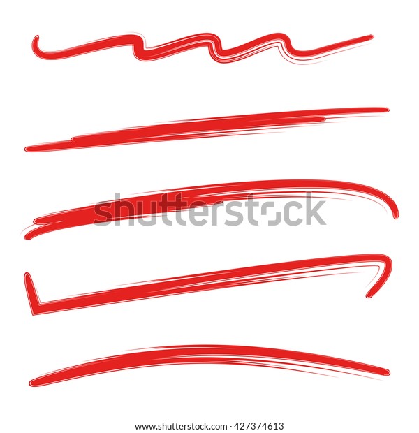 赤いブラシストロークセット 下線 のベクター画像素材 ロイヤリティフリー
