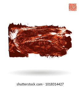 Red brush stroke and texture. Grunge vector abstract hand - painted element. Underline and border design.