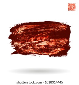 Red brush stroke and texture. Grunge vector abstract hand - painted element. Underline and border design.
