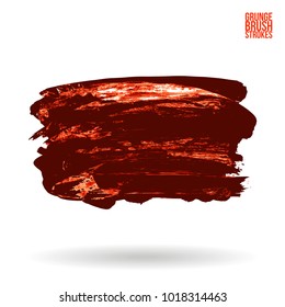Red brush stroke and texture. Grunge vector abstract hand - painted element. Underline and border design.