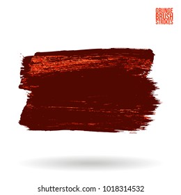 Red brush stroke and texture. Grunge vector abstract hand - painted element. Underline and border design.