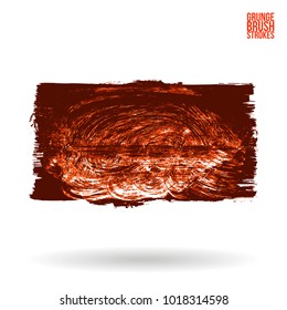 Red brush stroke and texture. Grunge vector abstract hand - painted element. Underline and border design.