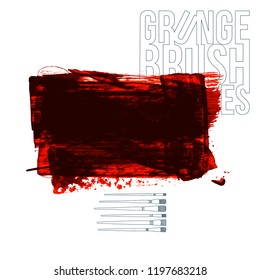 Red brush stroke and texture. Grunge vector abstract hand - painted element. Underline and border design.