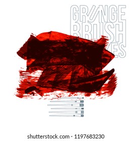 Red brush stroke and texture. Grunge vector abstract hand - painted element. Underline and border design.