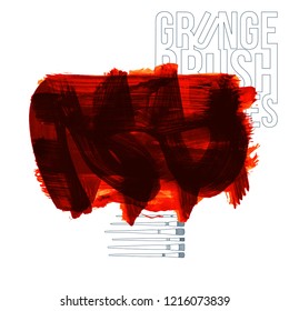 Red brush stroke and texture. Grunge vector abstract hand - painted element. Underline and border design.