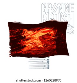 Red brush stroke and texture. Grunge vector abstract hand - painted element. Underline and border design.