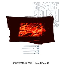 Red brush stroke and texture. Grunge vector abstract hand - painted element. Underline and border design.
