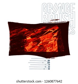 Red brush stroke and texture. Grunge vector abstract hand - painted element. Underline and border design.