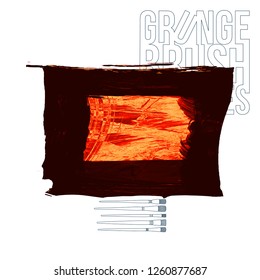 Red brush stroke and texture. Grunge vector abstract hand - painted element. Underline and border design.