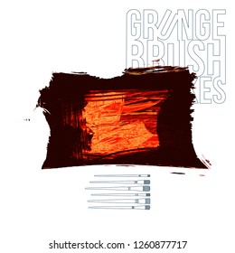 Red brush stroke and texture. Grunge vector abstract hand - painted element. Underline and border design.