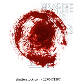 Red brush stroke and texture. Grunge vector abstract hand - painted element. Underline and border design.