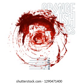 Red brush stroke and texture. Grunge vector abstract hand - painted element. Underline and border design.