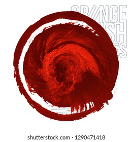 Red brush stroke and texture. Grunge vector abstract hand - painted element. Underline and border design.