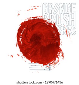Pincelada roja y textura. Grunge Vector abstracto mano - elemento pintado. Diseño de subrayado y borde.
