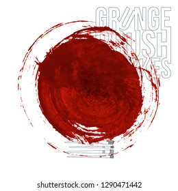 Red brush stroke and texture. Grunge vector abstract hand - painted element. Underline and border design.