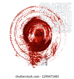 Red brush stroke and texture. Grunge vector abstract hand - painted element. Underline and border design.
