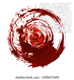 Red brush stroke and texture. Grunge vector abstract hand - painted element. Underline and border design.