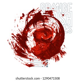 Red brush stroke and texture. Grunge vector abstract hand - painted element. Underline and border design.