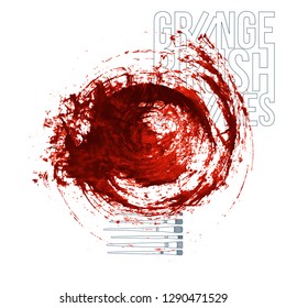 Red brush stroke and texture. Grunge vector abstract hand - painted element. Underline and border design.