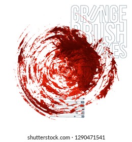 Red brush stroke and texture. Grunge vector abstract hand - painted element. Underline and border design.