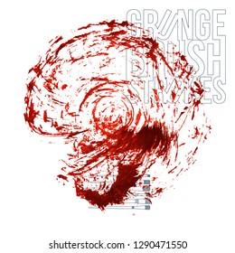 Red brush stroke and texture. Grunge vector abstract hand - painted element. Underline and border design.