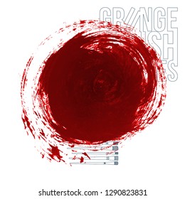 Red brush stroke and texture. Grunge vector abstract hand - painted element. Underline and border design.