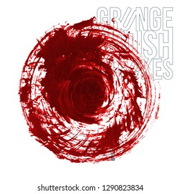 Red brush stroke and texture. Grunge vector abstract hand - painted element. Underline and border design.