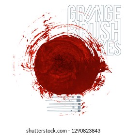 Red brush stroke and texture. Grunge vector abstract hand - painted element. Underline and border design.