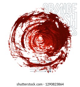 Red brush stroke and texture. Grunge vector abstract hand - painted element. Underline and border design.