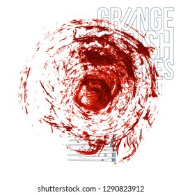 Red brush stroke and texture. Grunge vector abstract hand - painted element. Underline and border design.