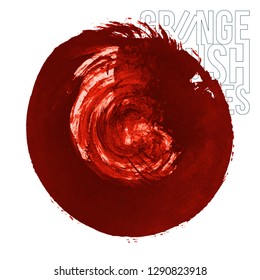 Red brush stroke and texture. Grunge vector abstract hand - painted element. Underline and border design.